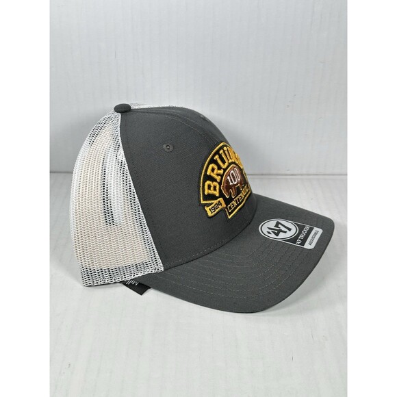 Boston Bruins 47 Brand Gray Trucker Adjustable Snapback Centennial 100th Hat Cap - Picture 3 of 5